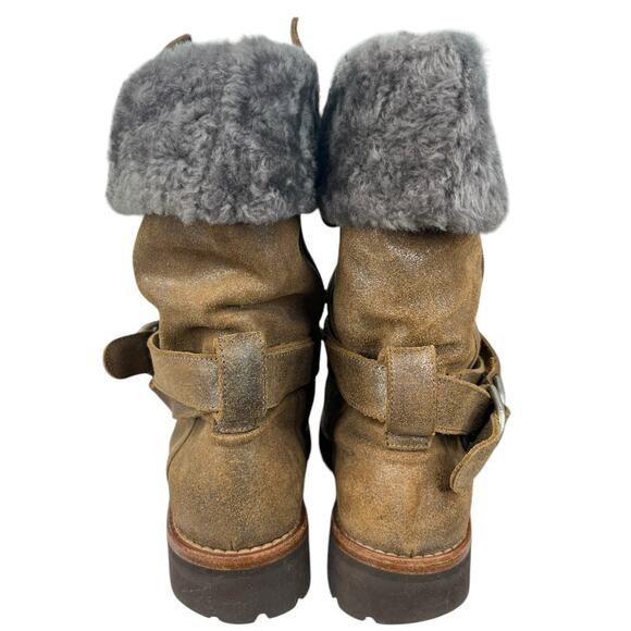 Brunello Cucinelli Women’s Brown Hi Sheen Cuffed Winter Boot Size US 10 - Picture 8 of 10